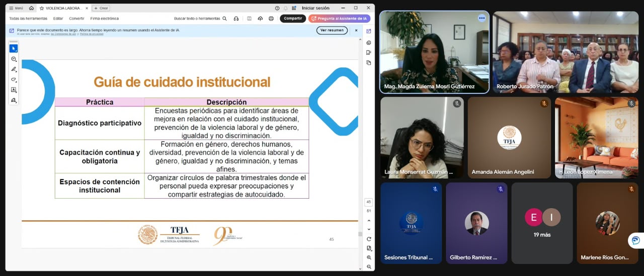 TFJA realiza “Diálogos de escucha y prevención” para fortalecer ambientes laborales respetuosos